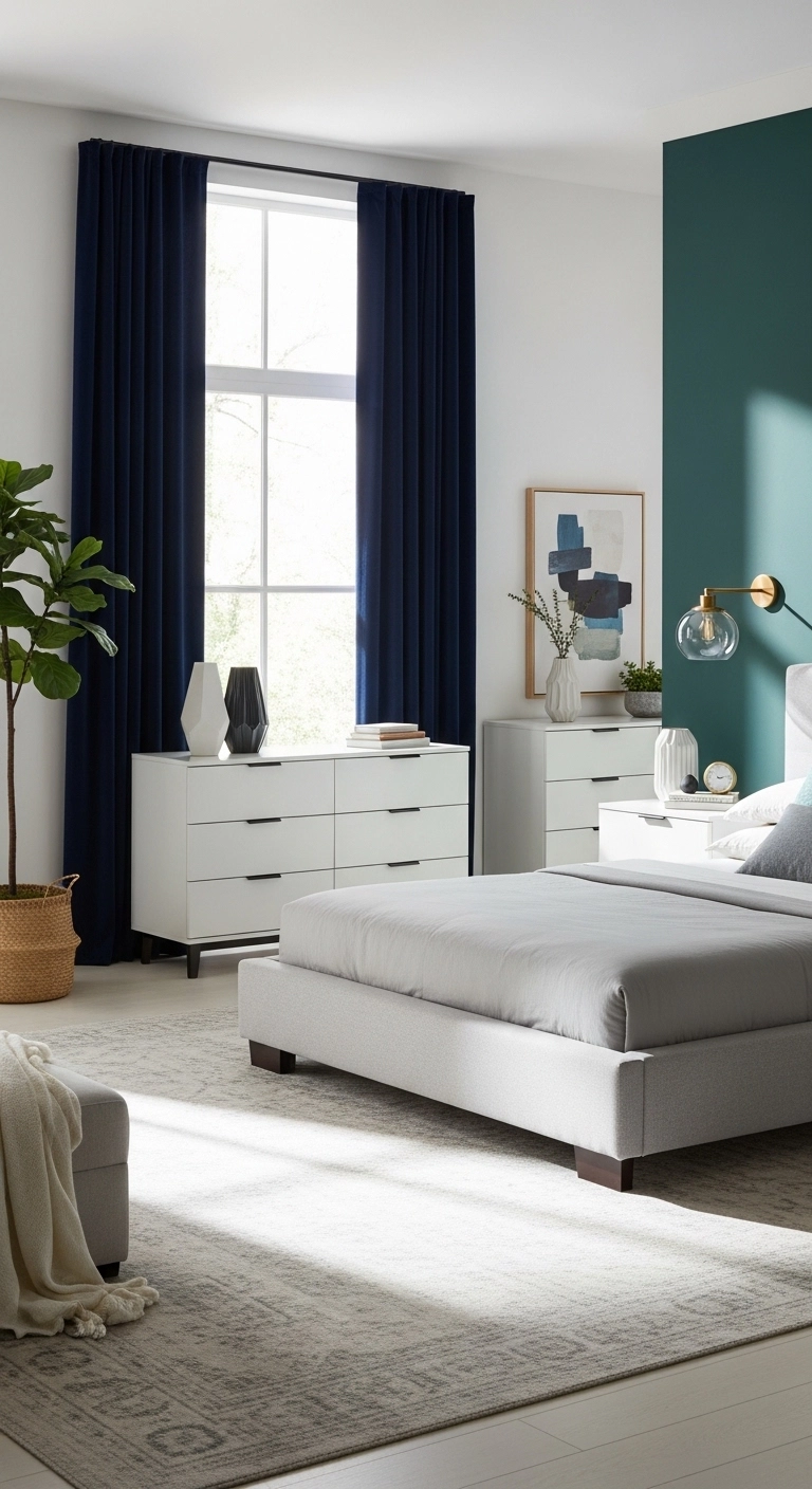 Bold Curtain Color Bedroom Idea