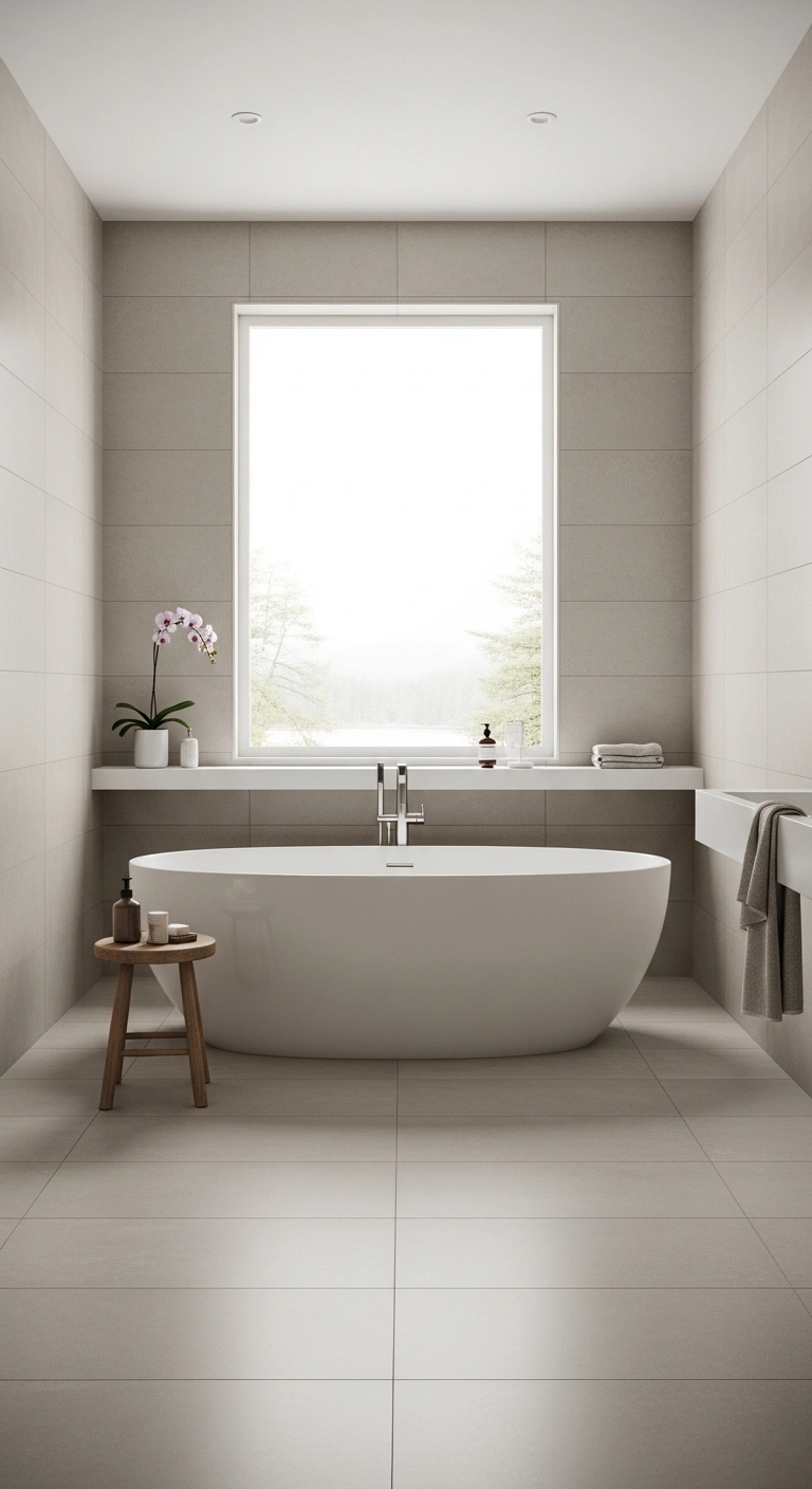 Floor-to-ceiling bathroom tile design creating a seamless modern look