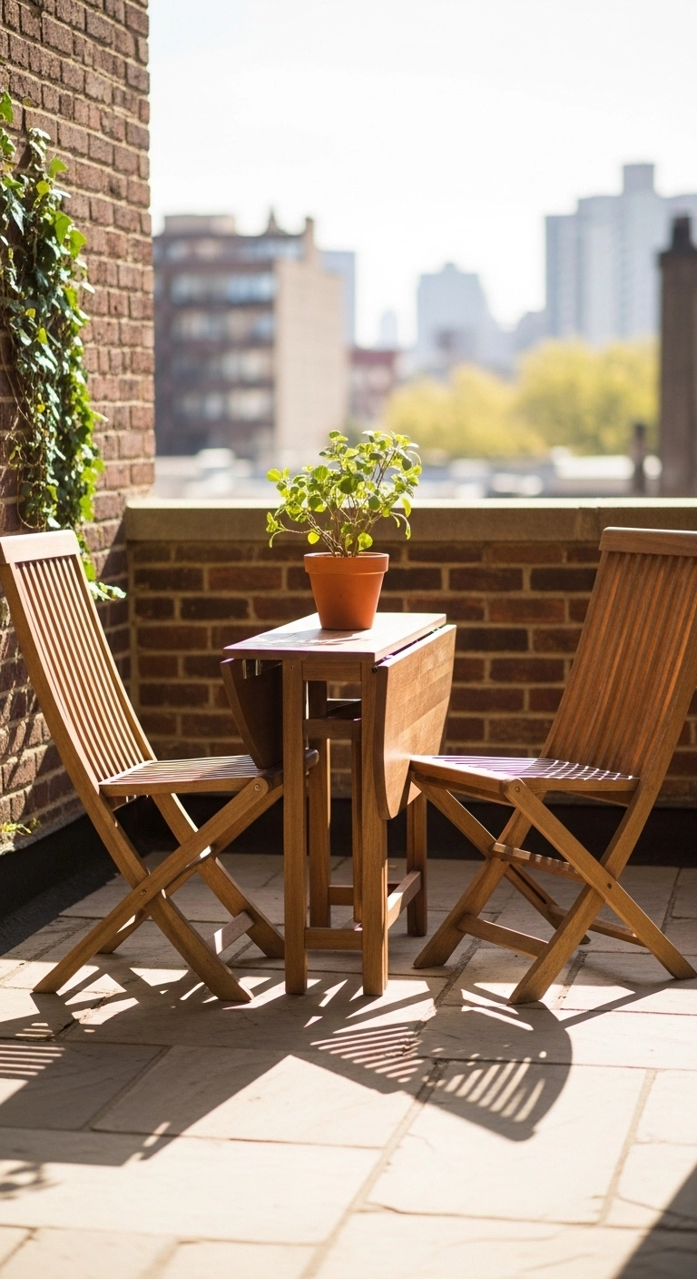 Tiny patio ideas featuring foldable furniture for flexible outdoor living