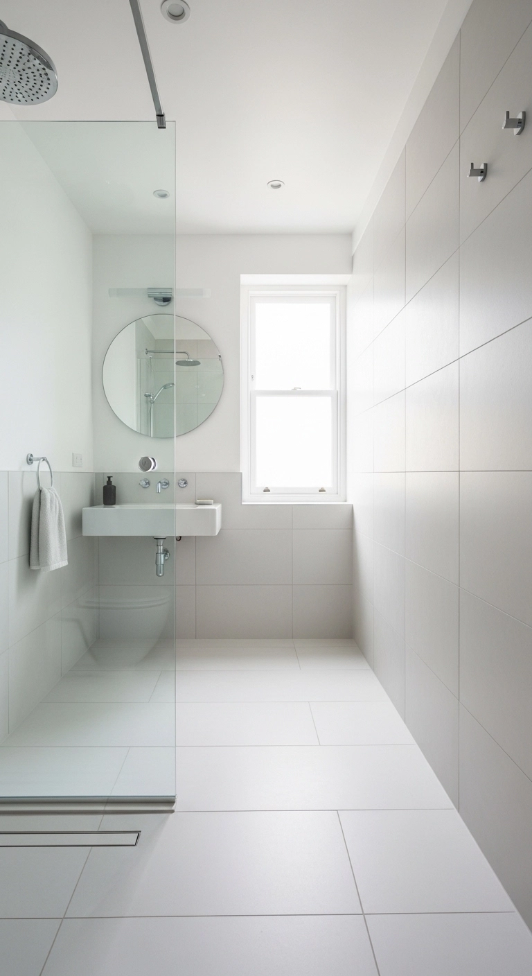 small bathroom ideas with a clear glass shower panel