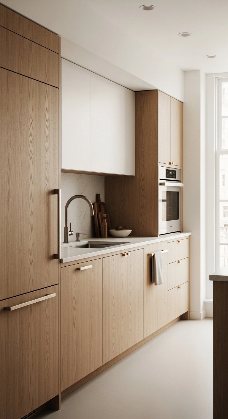 modern kitchen design with integrated appliances and seamless panels