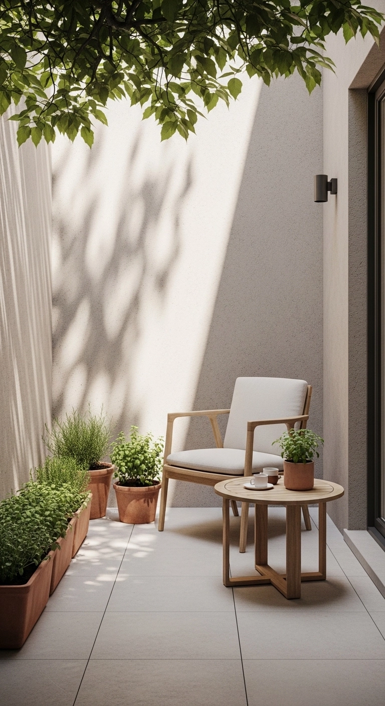 Tiny patio ideas with minimal decor and open space for cozy living