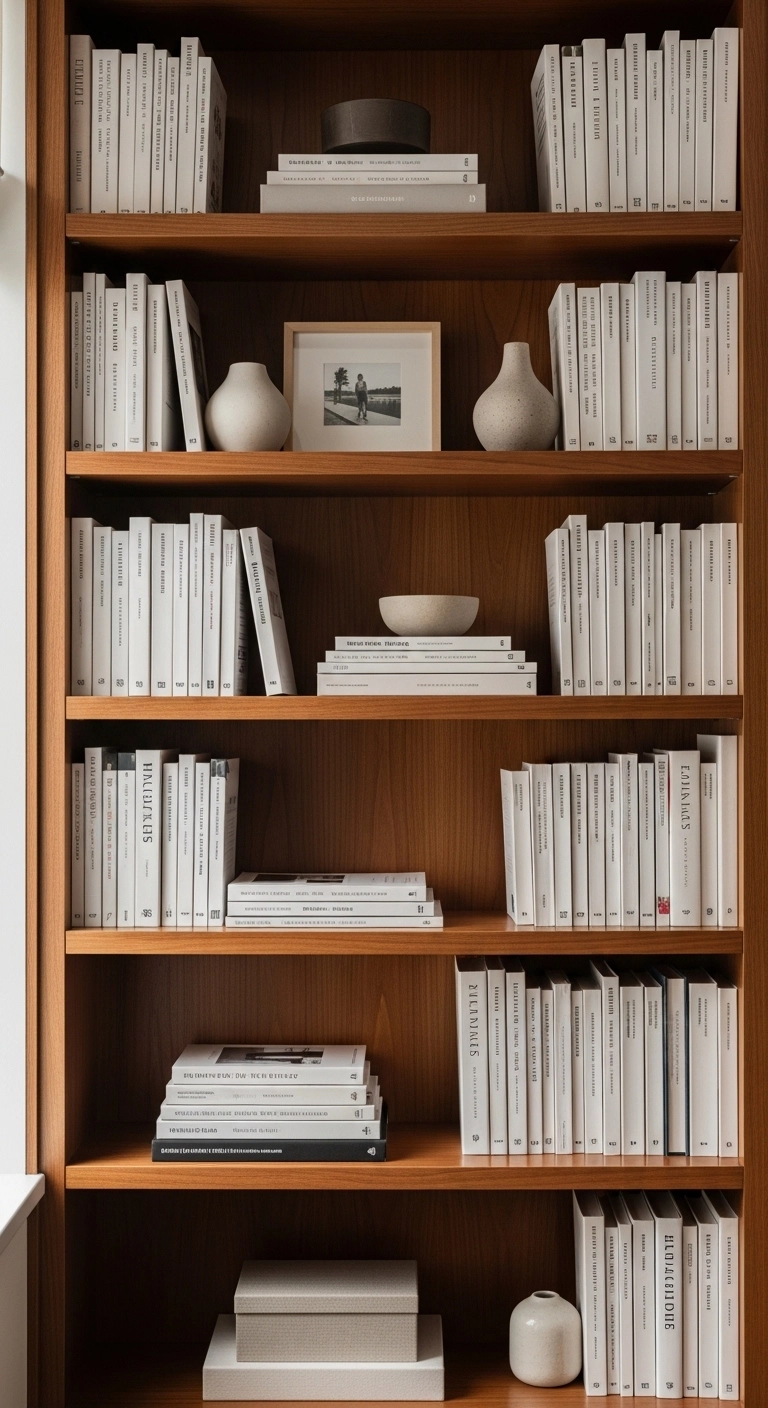 Bookshelf decor ideas with mixed vertical and horizontal books