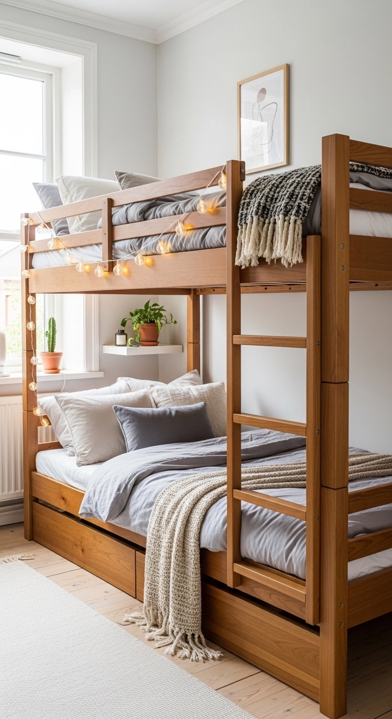 twin bedroom ideas with stylish modern bunk beds
