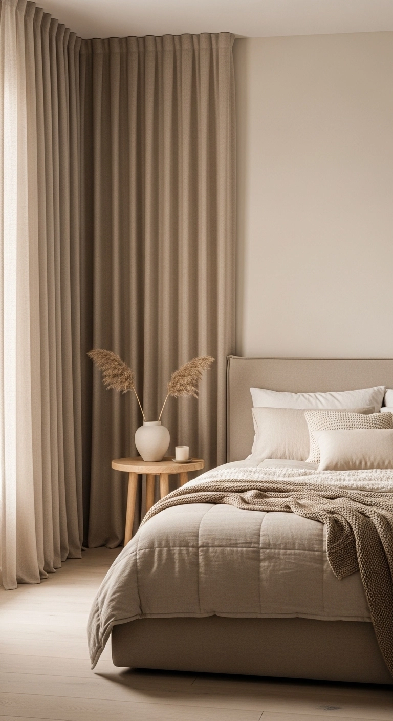 Neutral Bedroom Curtain Style
