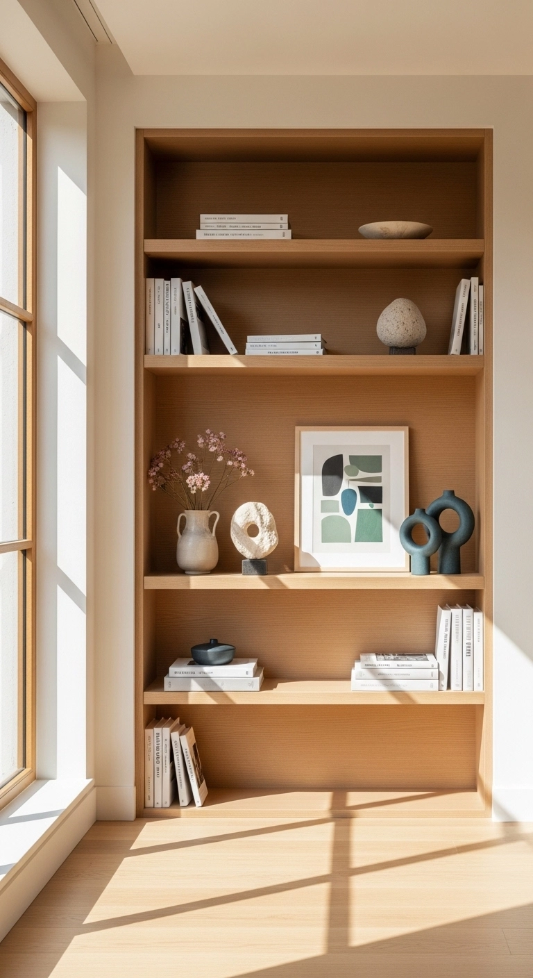 Bookshelf decor ideas with open space and simple styling