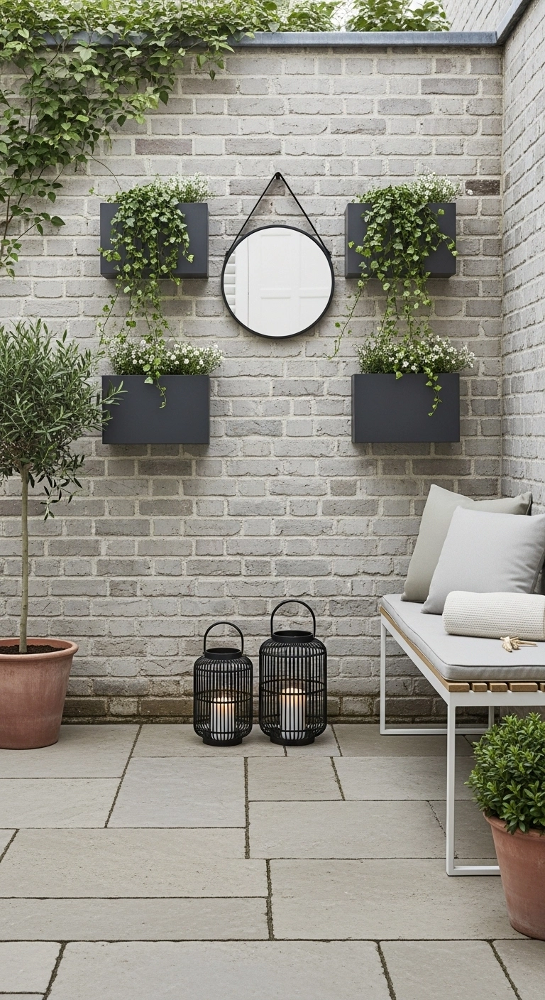 Tiny patio ideas with wall decor that adds style without clutter