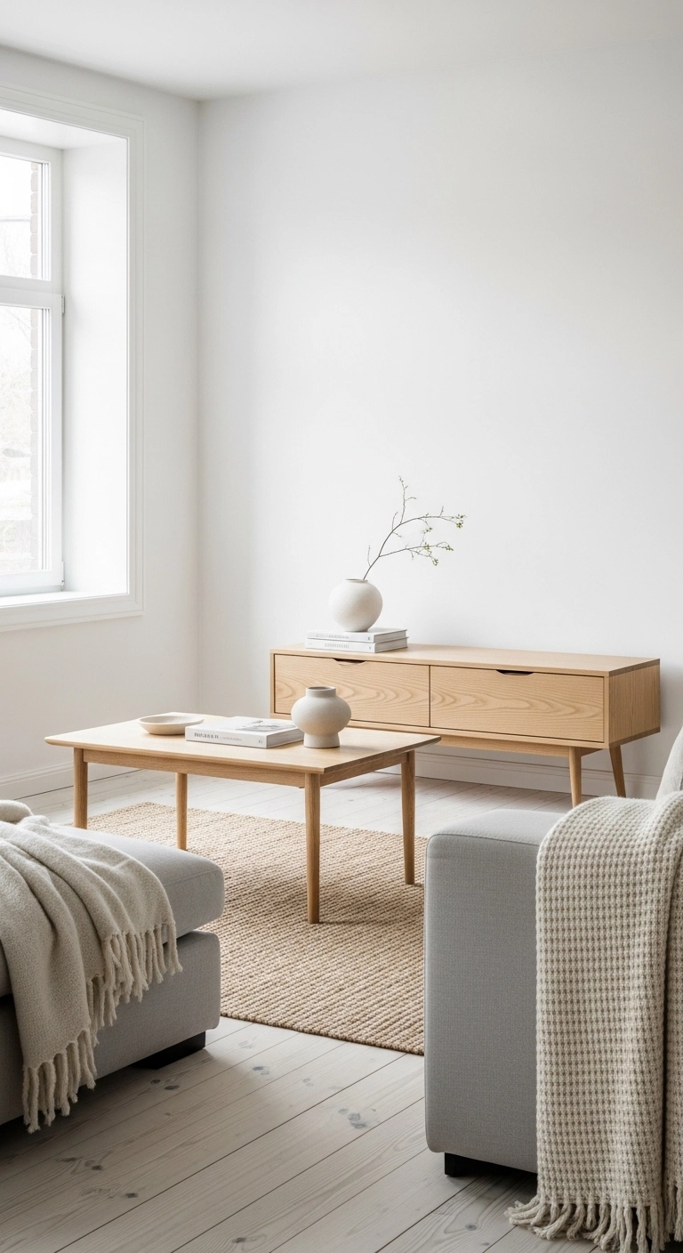 TV Table Ideas with a Scandinavian TV table in a calm bright interior