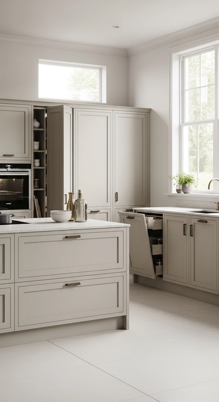 modern kitchen design with handleless cabinetry and clean island