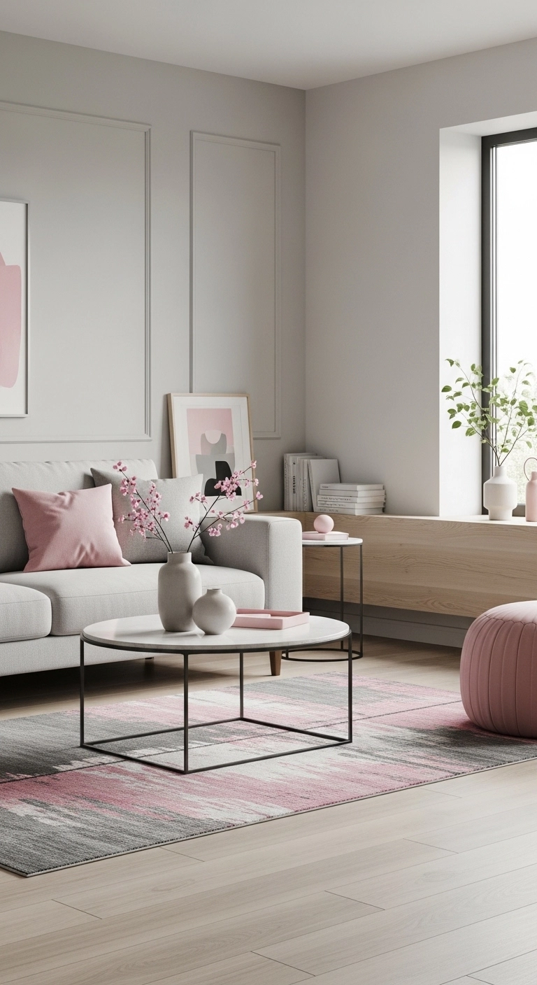 pink living room ideas with small accent decor touches