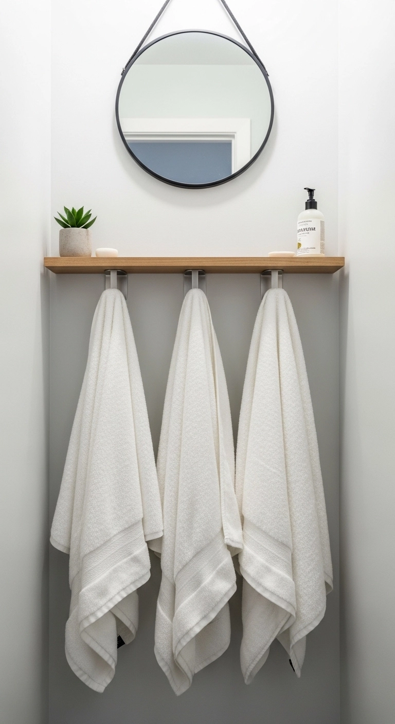 small bathroom ideas using wall hooks for towels