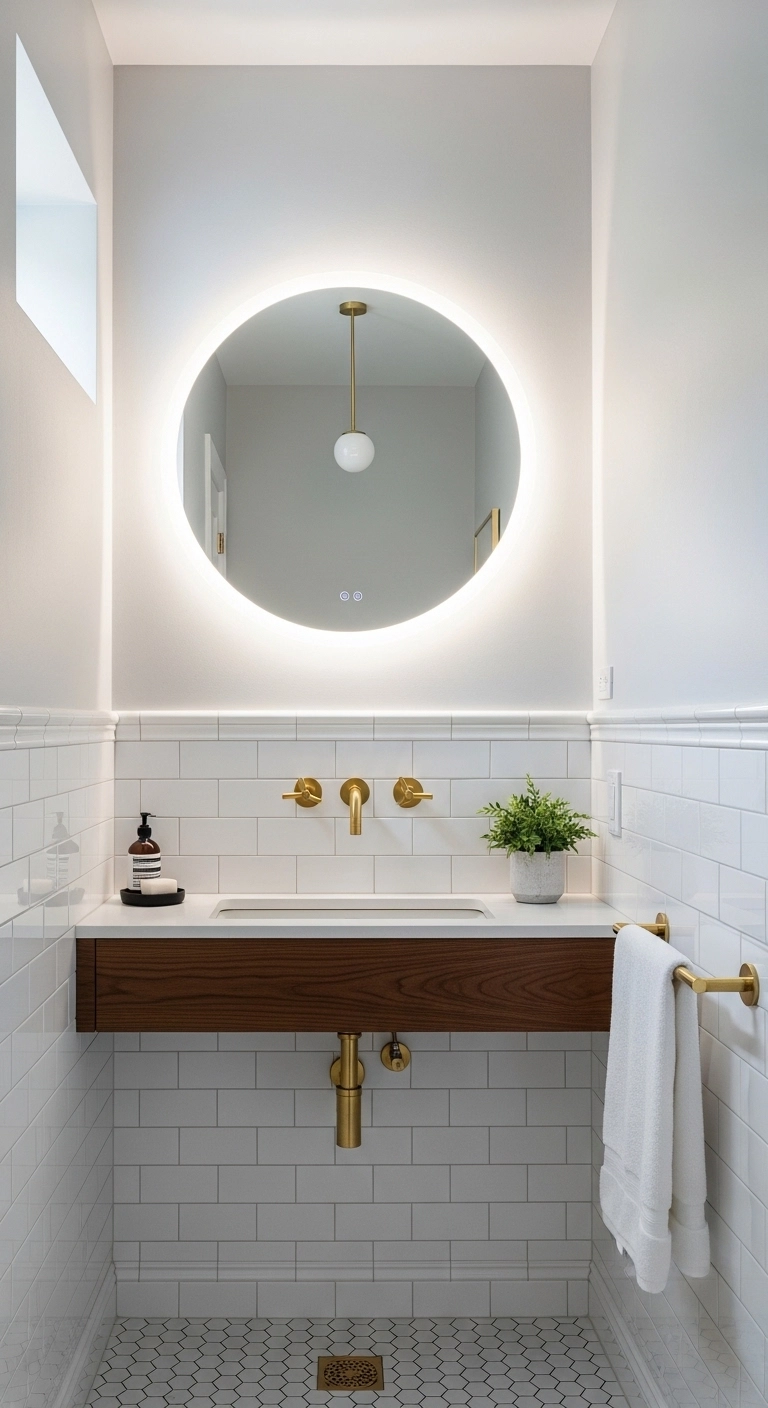 small bathroom ideas with a wall-mounted faucet