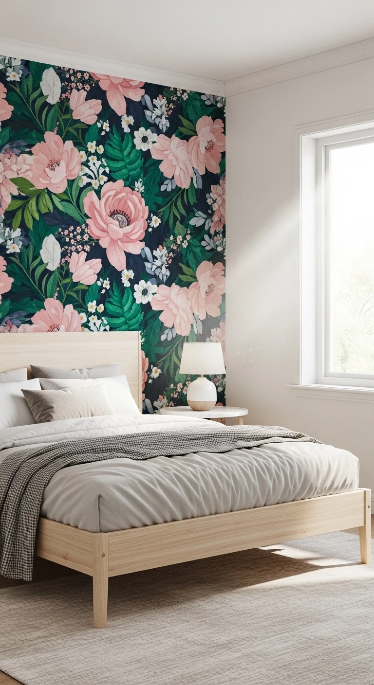 teen girl bedroom ideas with a bold accent wall behind the bed