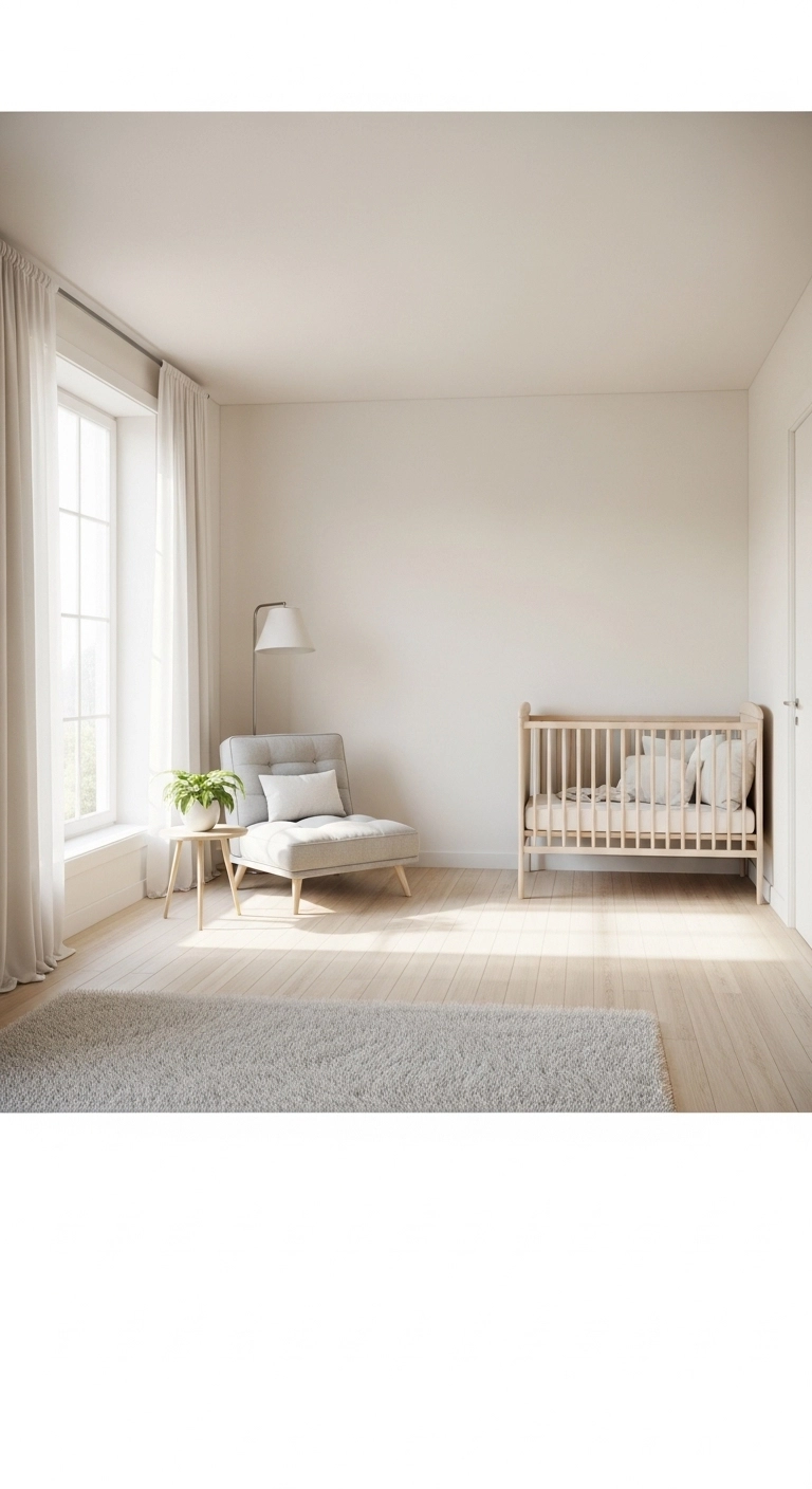 Small nursery ideas with airy furniture and open floor space