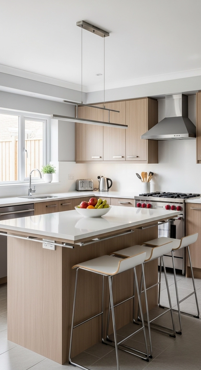 kitchen stool ideas with armless stools in a small modern kitchen