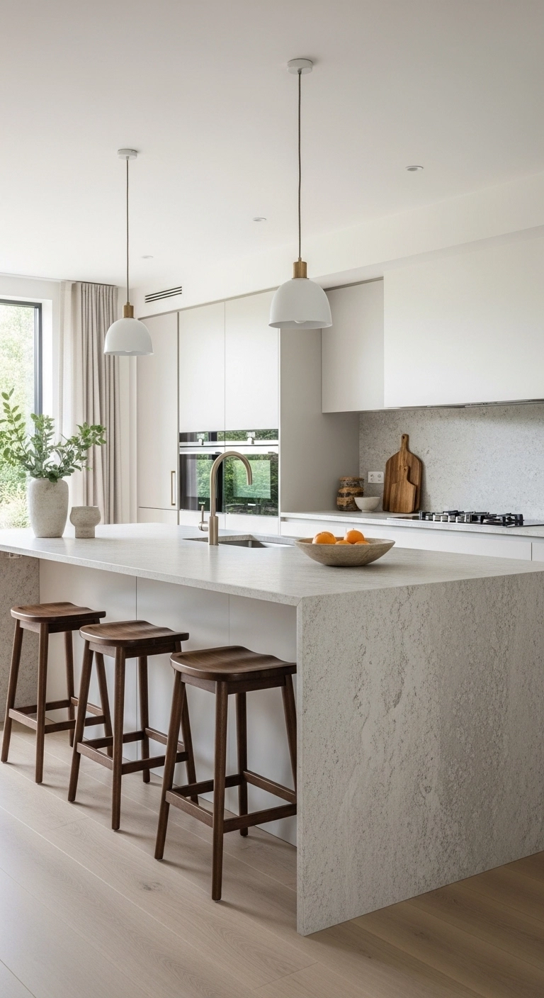kitchen stool ideas with backless wooden stools in a modern kitchen