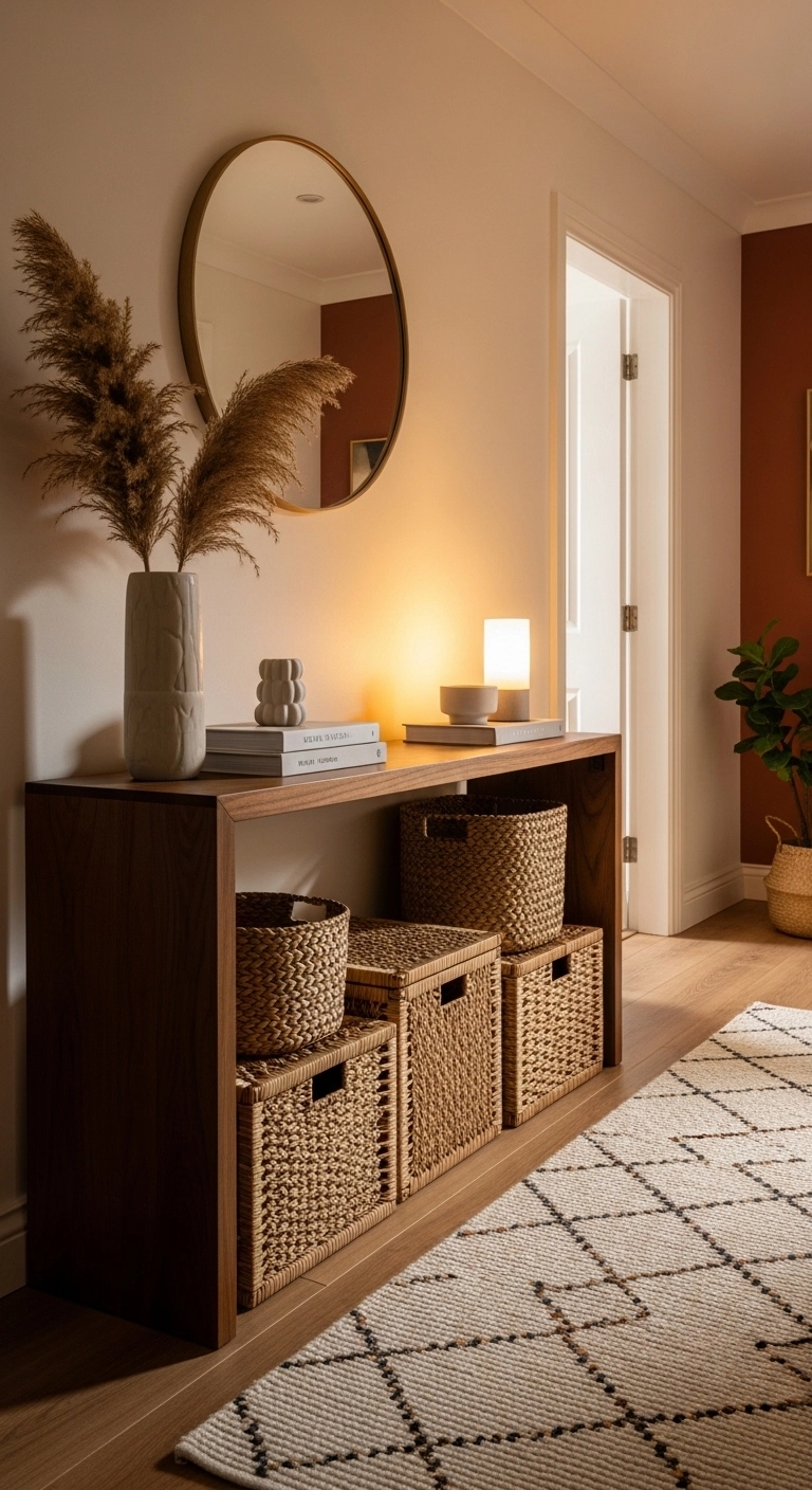 house decor with woven baskets for stylish practical storage