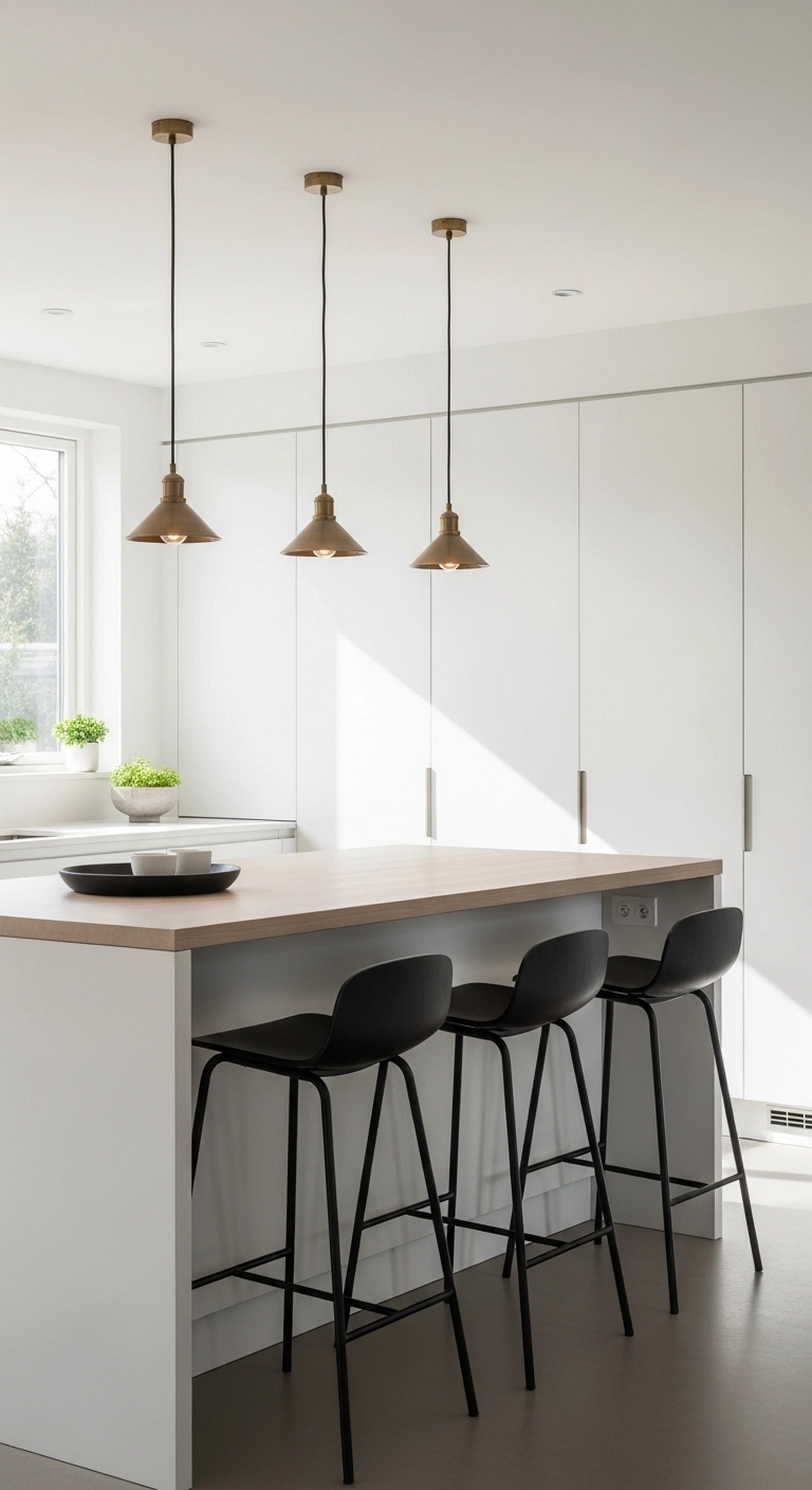 kitchen stool ideas with black stools adding contrast to a light kitchen