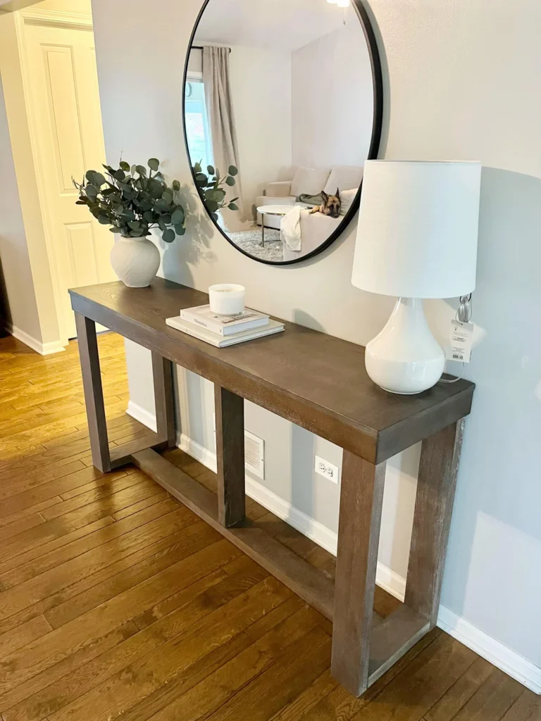 Bring in a vase or greenery to keep the table from feeling flat