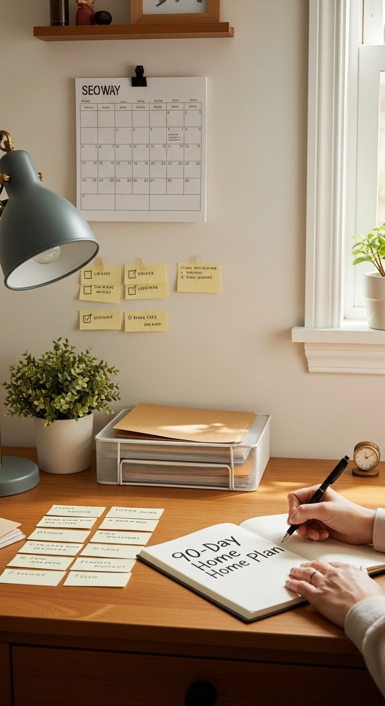 New homeowner checklist image of planning first 90 days in a new home