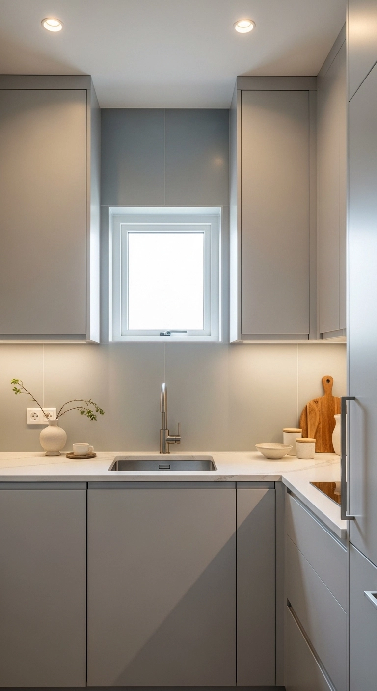 kitchen ideas for small spaces with a soft blended backsplash