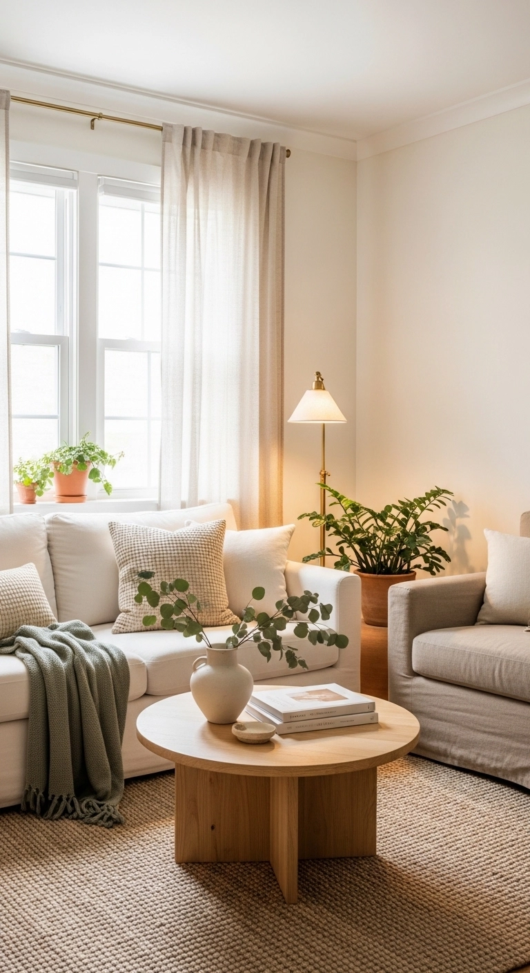 small living room decor ideas with a calm neutral color palette