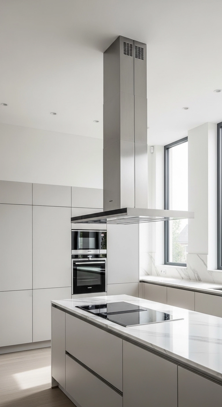 kitchen hood ideas with a full height hood to the ceiling