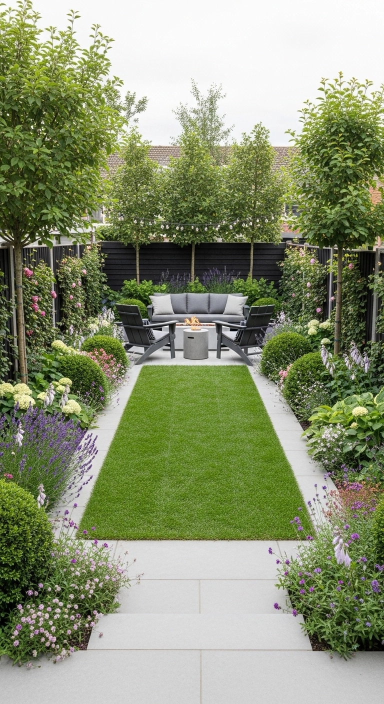 small backyard landscape design ideas with a shaped lawn