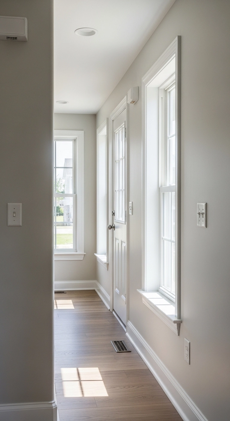 easy home decor updates with a clean repaired hallway and room