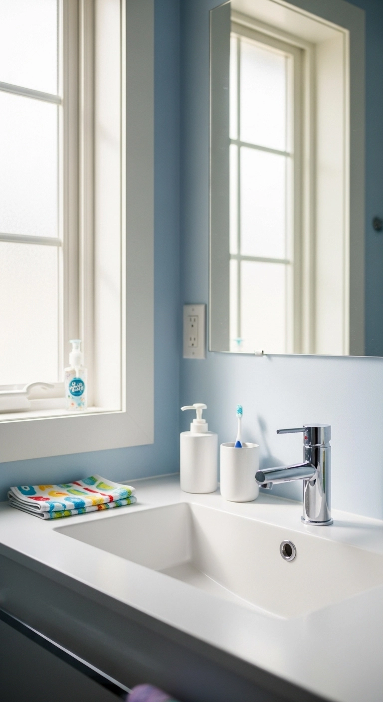 kids bathroom ideas with a clear bathroom counter