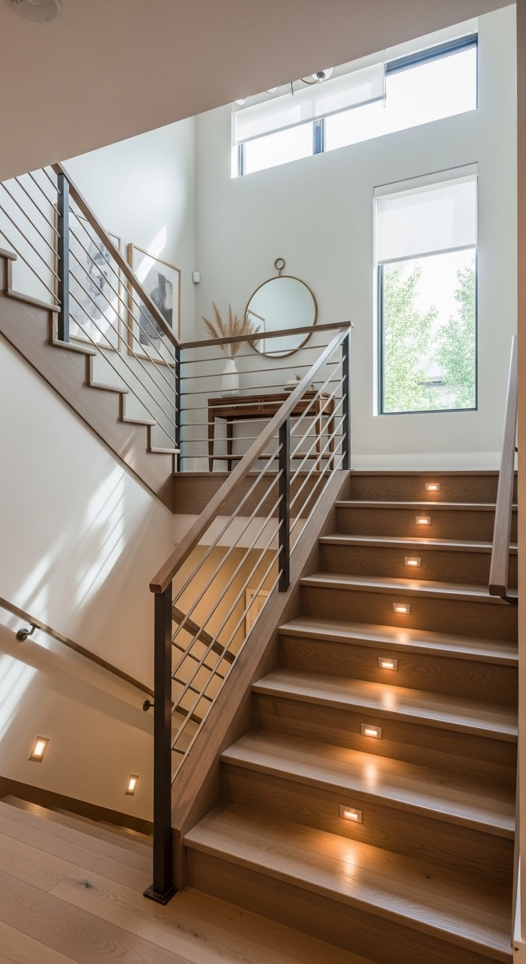 staircase decor ideas with coordinated decor matching the home