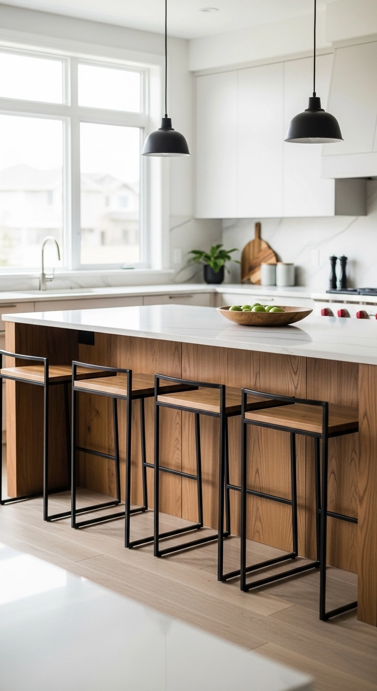 kitchen stool ideas with stools matching kitchen wood and black accents