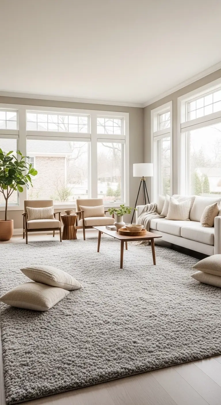 house decor with a large rug grounding a cozy living room