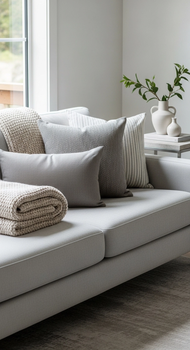 living room decor ideas with simple sofa styling and modern pillows