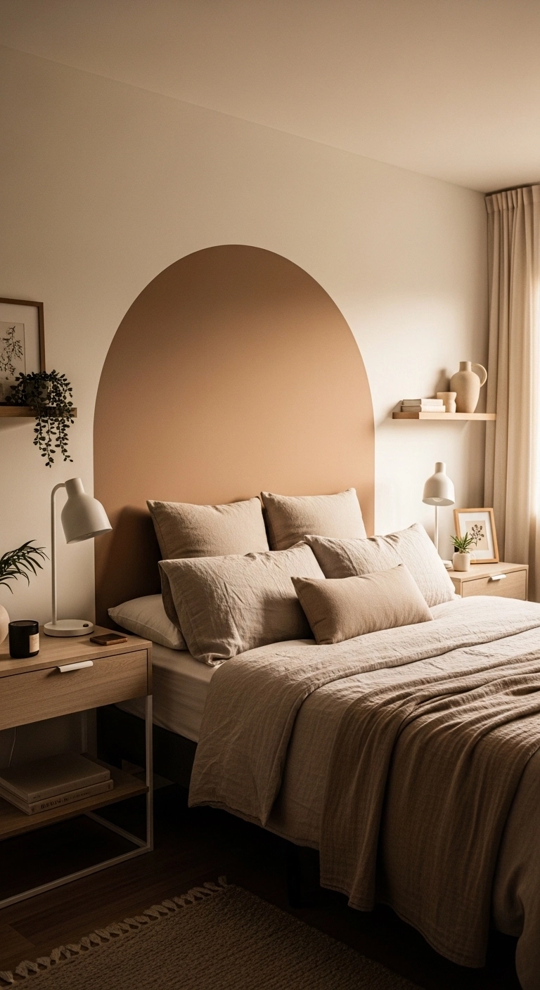 affordable bedroom ideas with a DIY headboard wall behind the bed