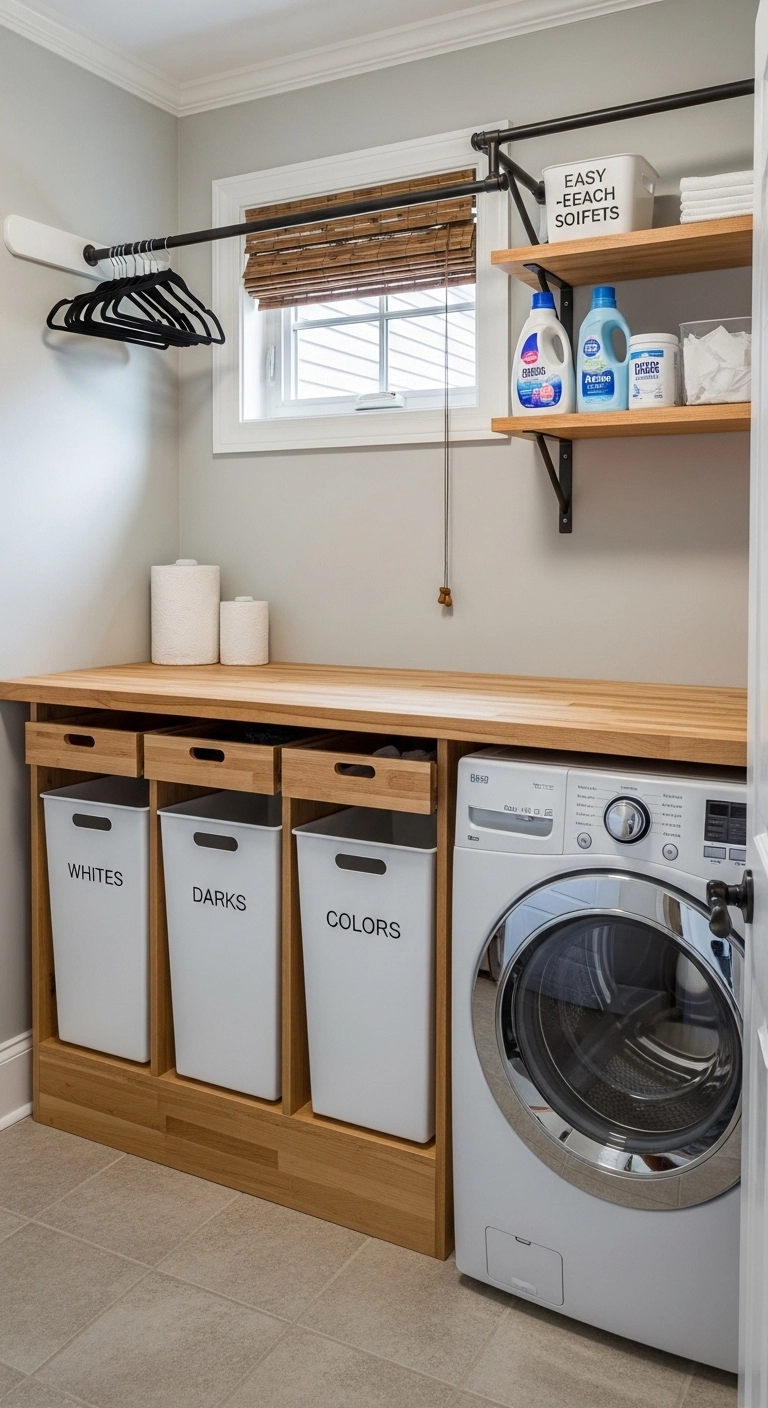 Small laundry room ideas arranged around real daily laundry tasks