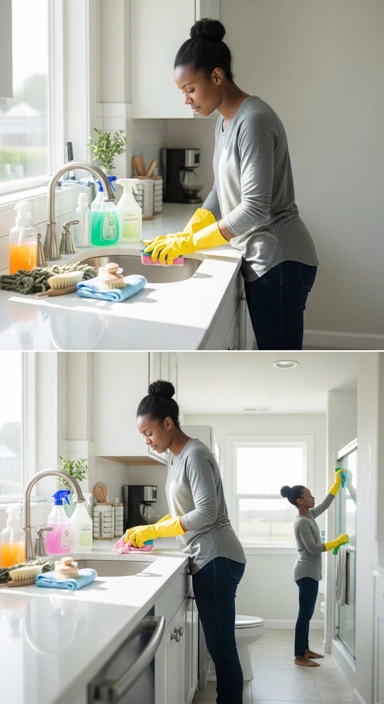 New homeowner checklist image of deep cleaning a new home kitchen