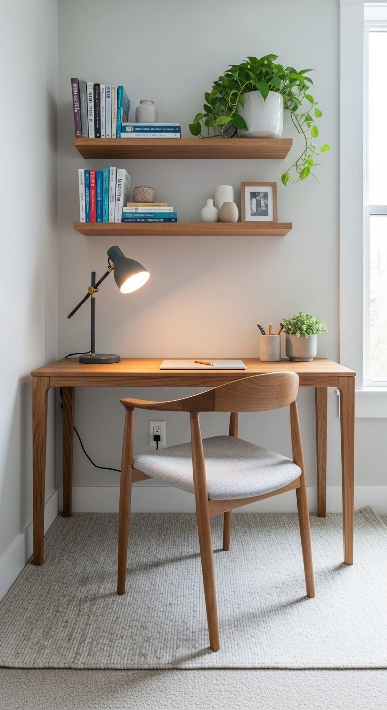home office ideas with desk placed beside a bright window