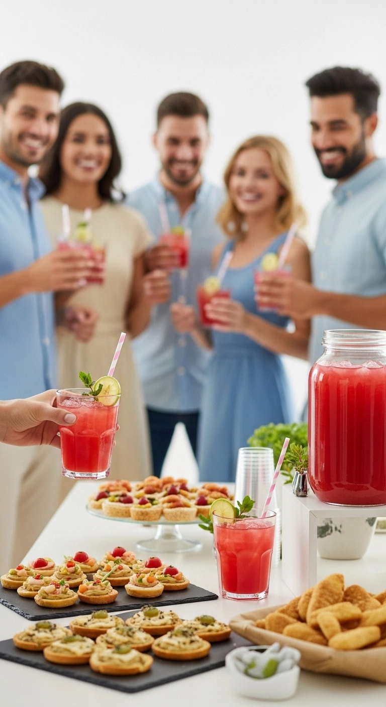 DIY gender reveal ideas with a drink station showing reveal color