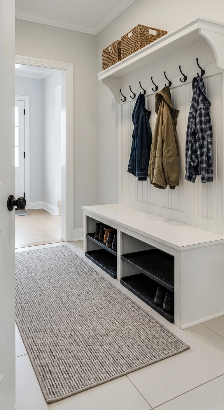 small entryway ideas with durable washable materials