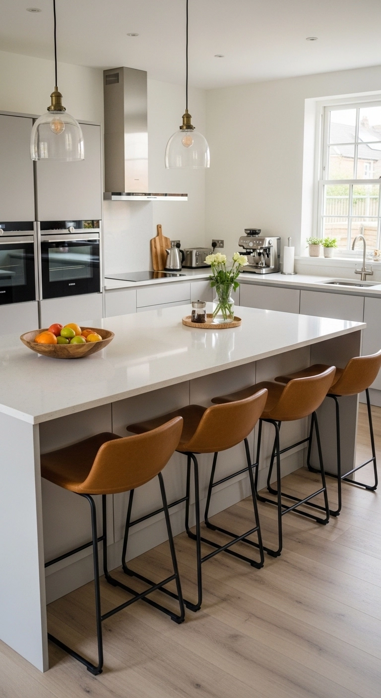 kitchen stool ideas with easy-clean faux leather stools for daily use