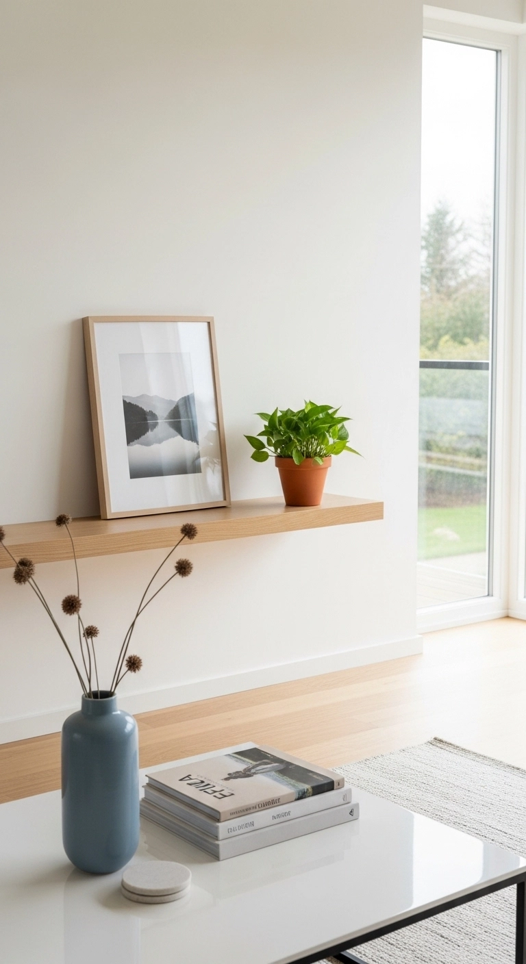 easy home decor updates with edited shelves and clear surfaces