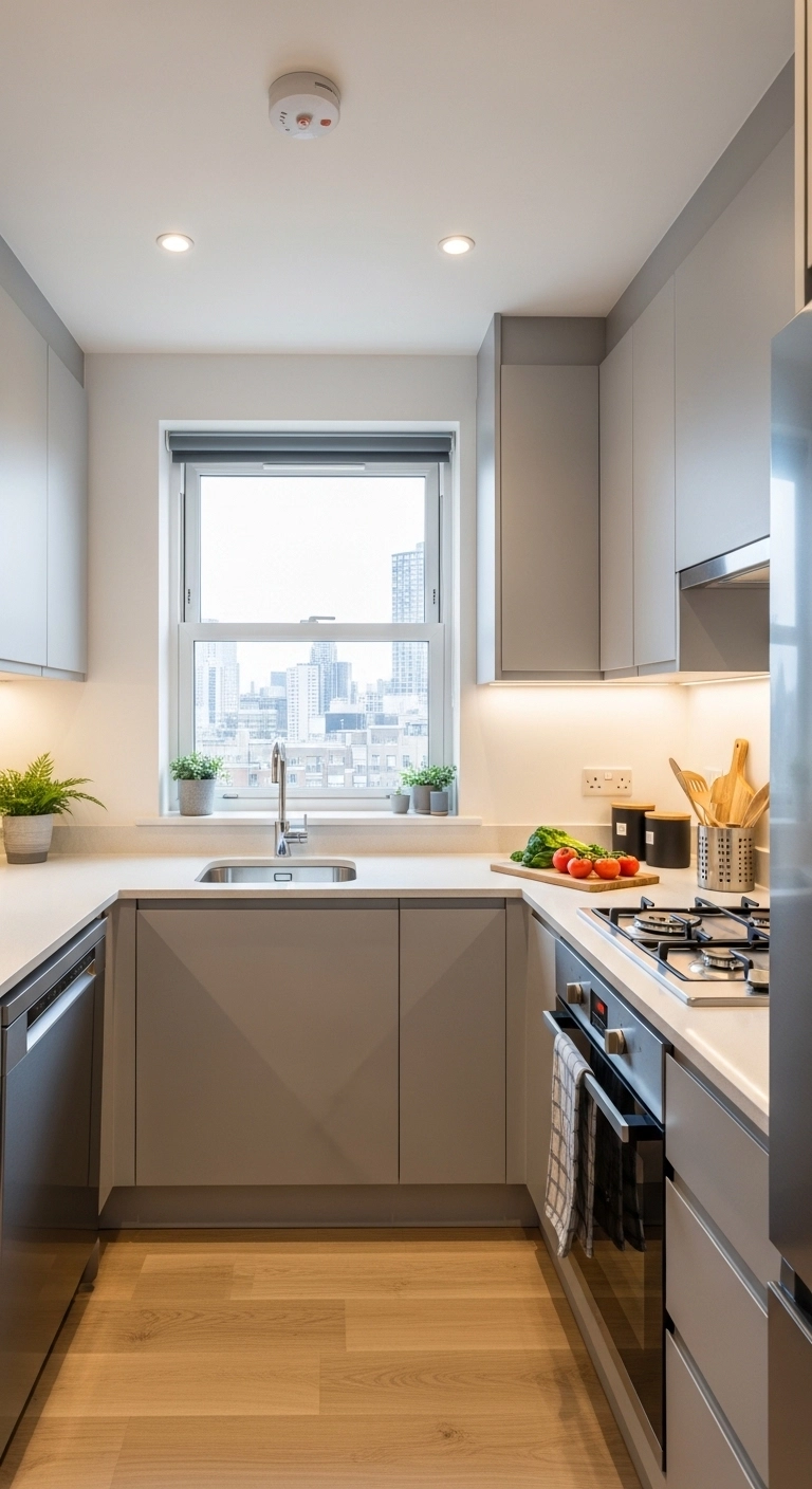 Small kitchen design ideas with an efficient L-shaped cooking layout