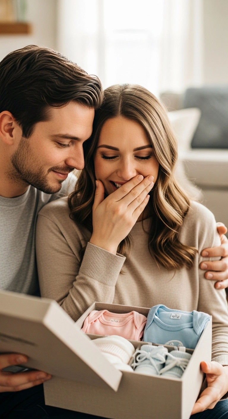 DIY gender reveal ideas with a family opening a reveal box at home