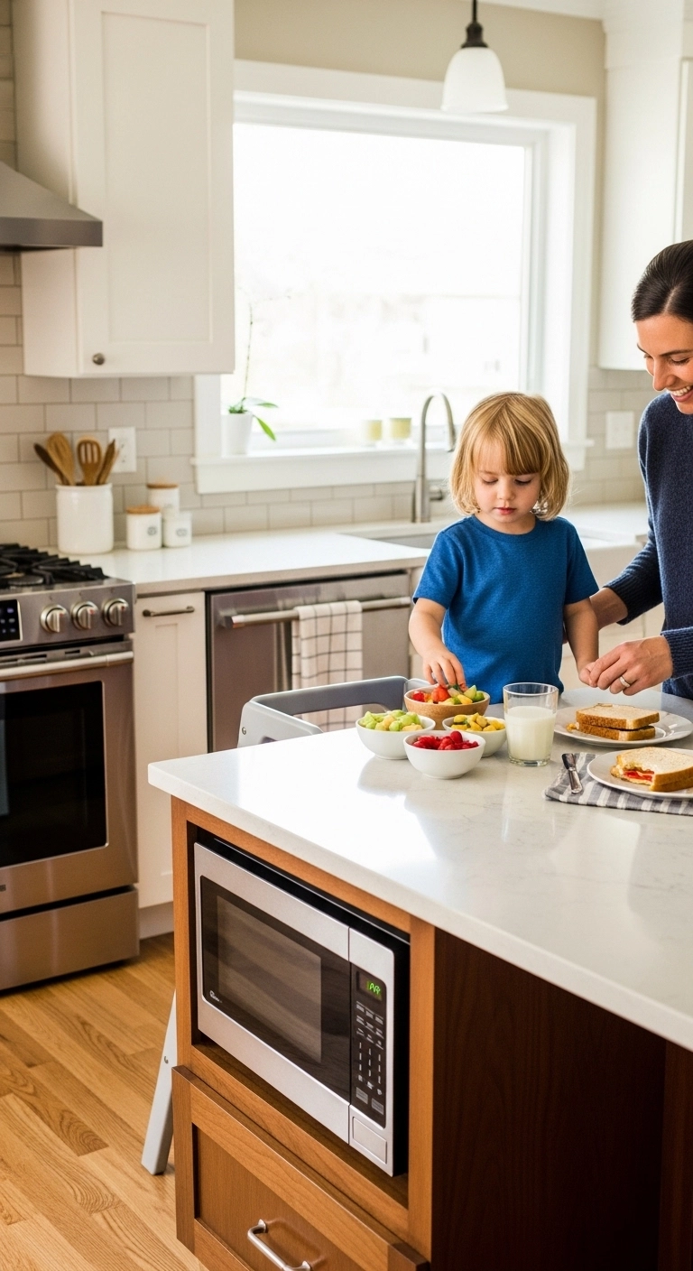 microwave location ideas with a family friendly microwave height