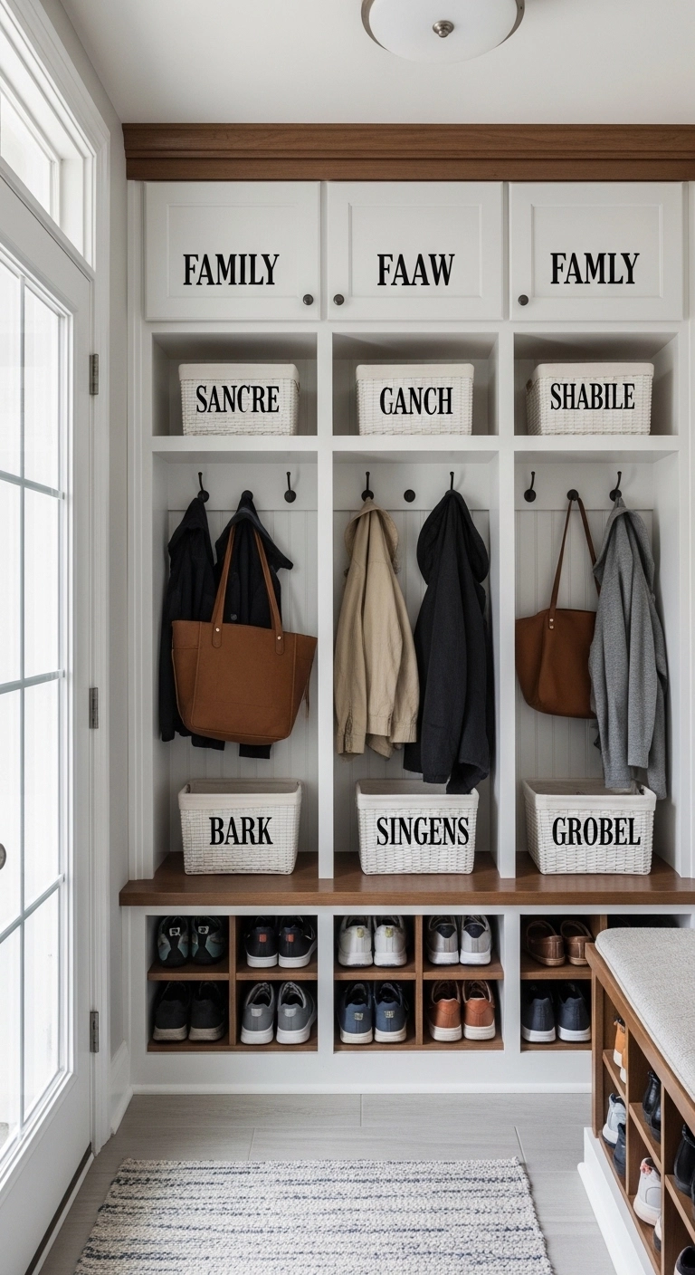 small mudroom ideas with separate spots for each family member