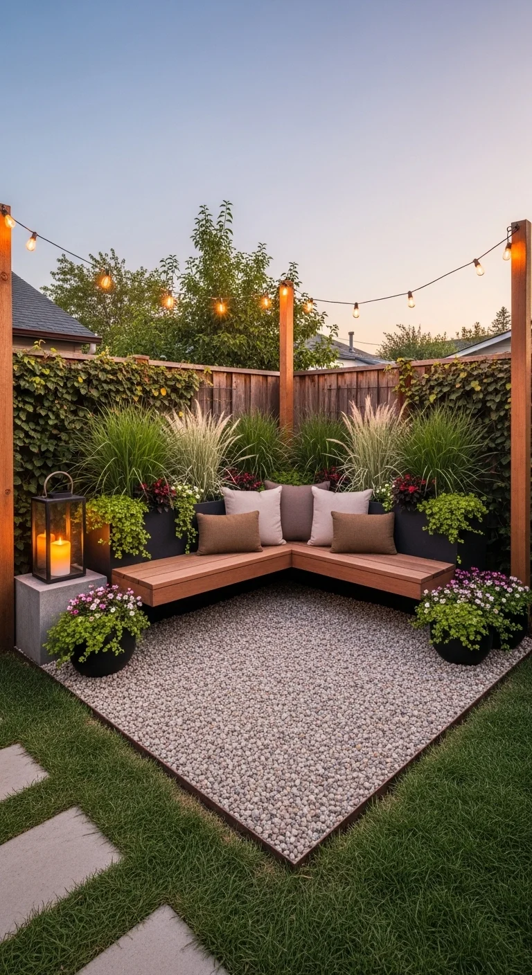 small backyard landscape design ideas with one finished seating zone