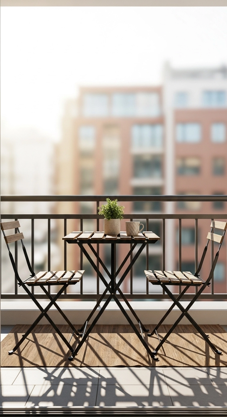 apartment balcony ideas with foldable table and chairs for a small space