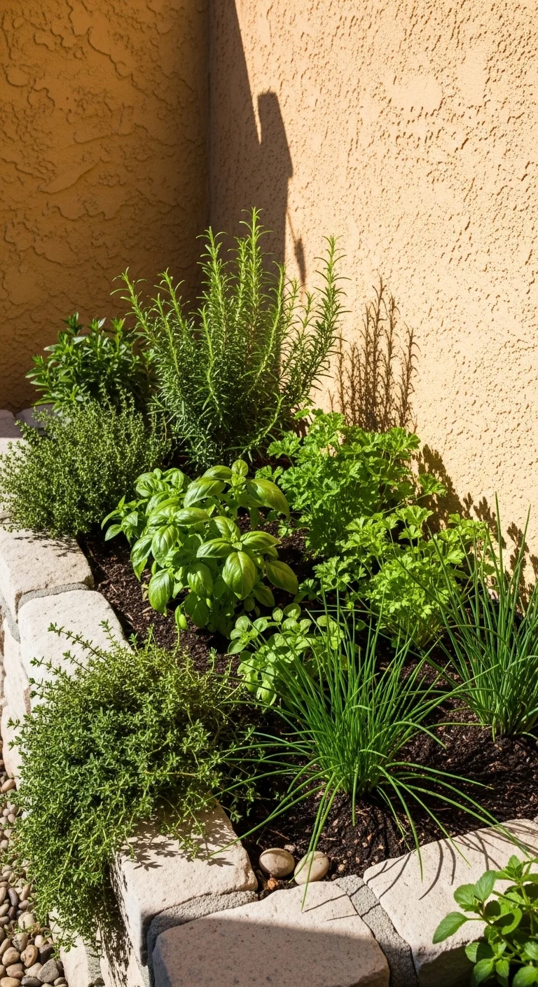 budget small backyard ideas with a neat herb garden bed