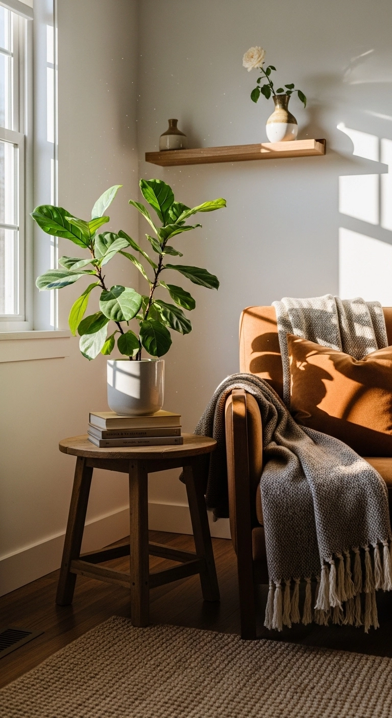 small living room decor ideas with a fresh indoor plant